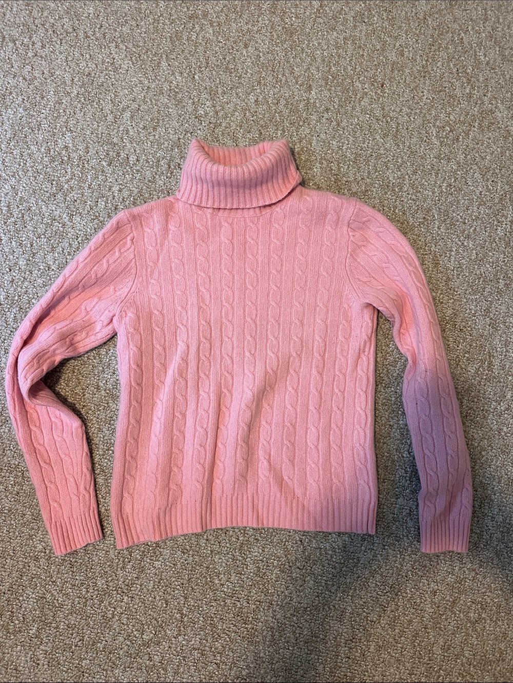 J. Crew Soft Pink Cable Turtleneck Sweater